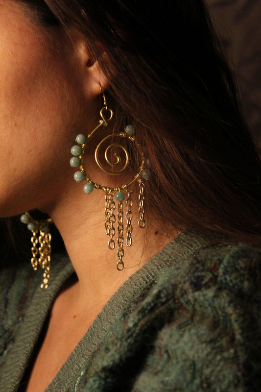 Orecchini spirale Amazzonite